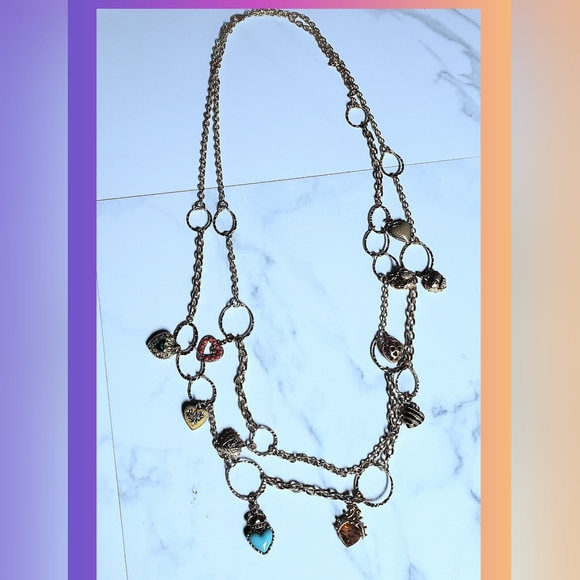 Vintage Heart Charm Necklace - Double Layered - Picture 10 of 17